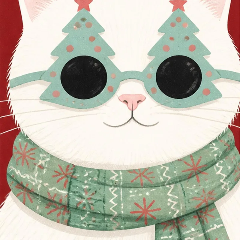 Fine art print christmas cat with sunglasses