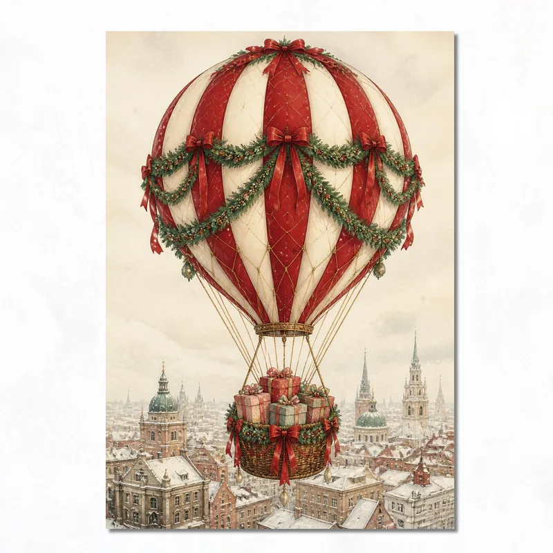 Pallone Aerostatico di Natale quadro canvas
