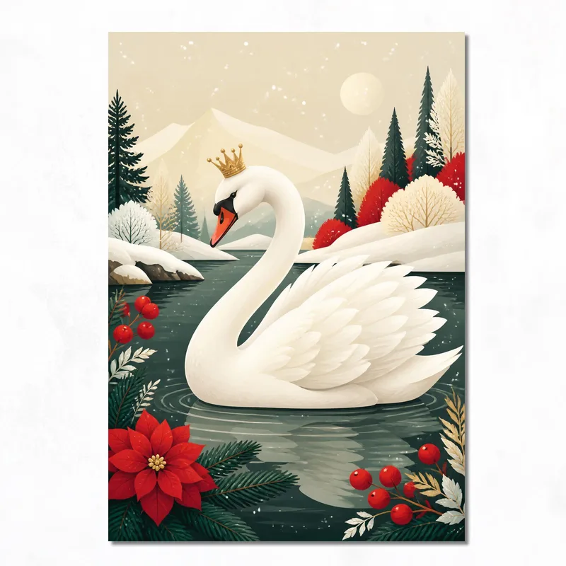 Cigno Coronato stampa su tela