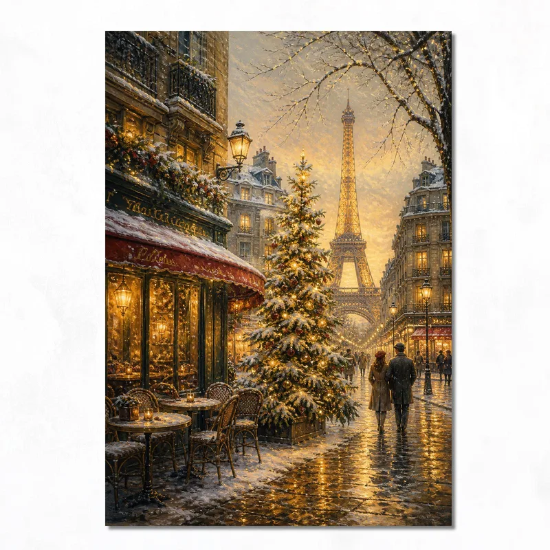 Pariser Winterabend drucken auf leinwand