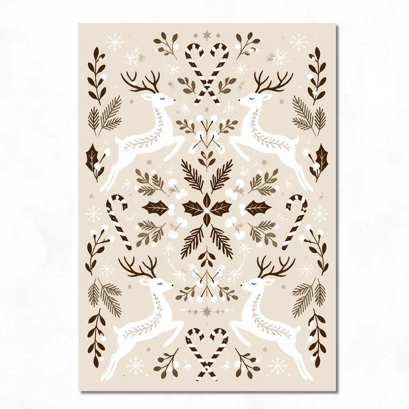 Kunstdruck winter-rentier-tanz