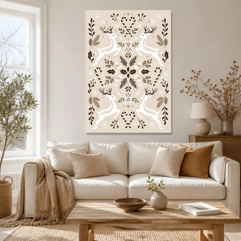Kunstdruck winter-rentier-tanz
