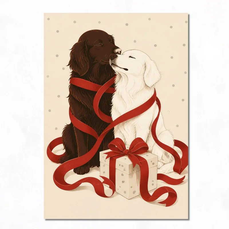 Chiens Aimants avec Ruban tableau moderne