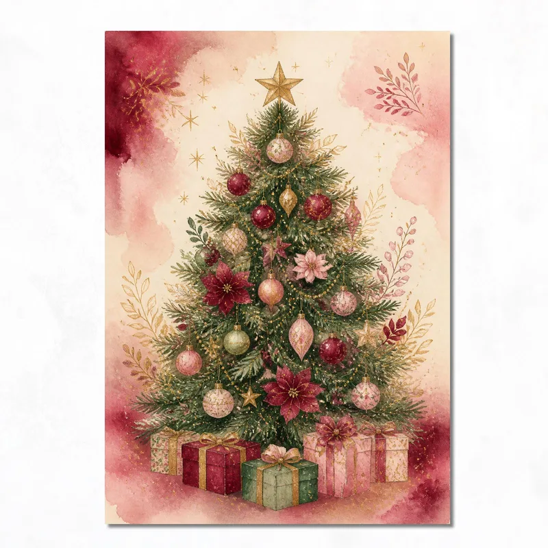 Christmas Tree with Gifts canvas art print