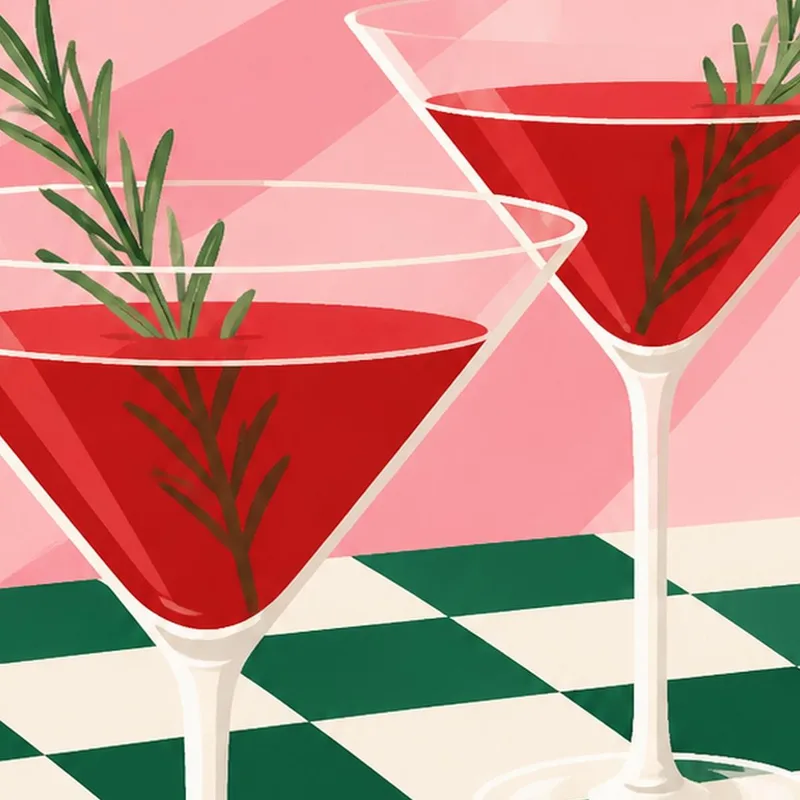 Quadro su tela bicchieri da cocktail con rosmarino