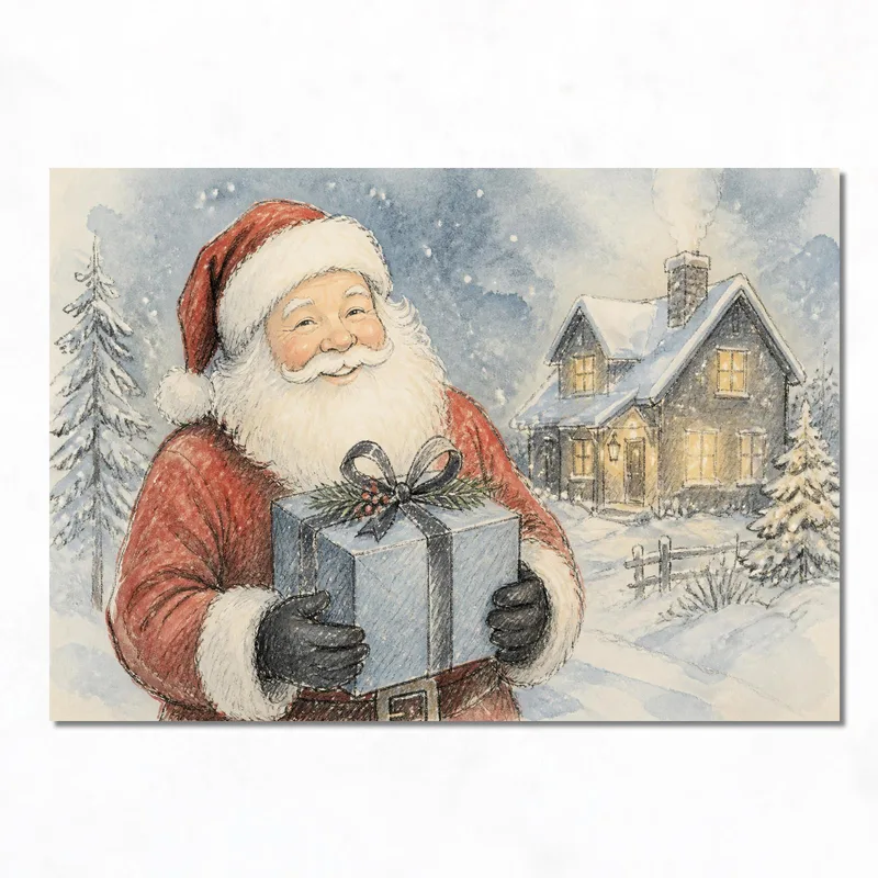 Santa Tenant un Cadeau tableau moderne