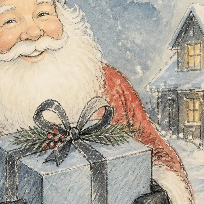 Santa Tenant un Cadeau tableau moderne