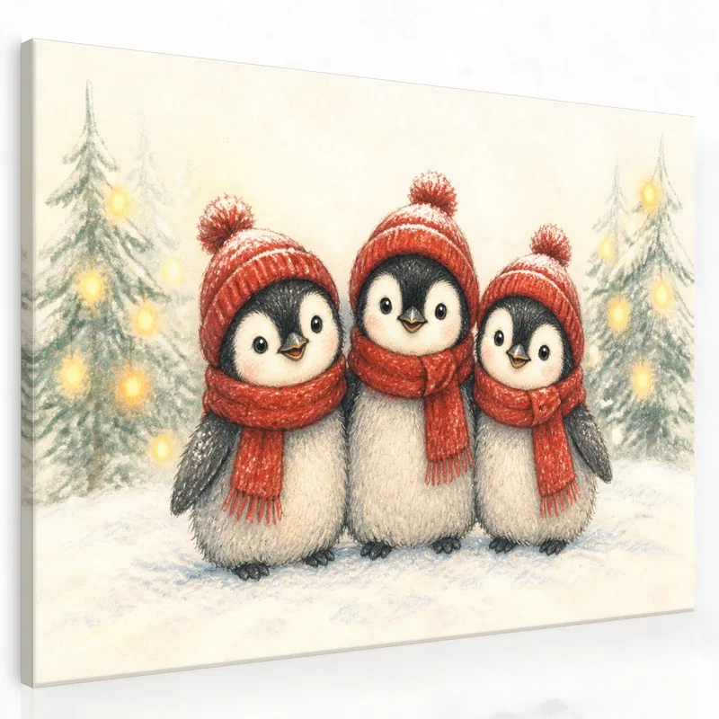 Pinguine in Winterscarves modernes wandbild