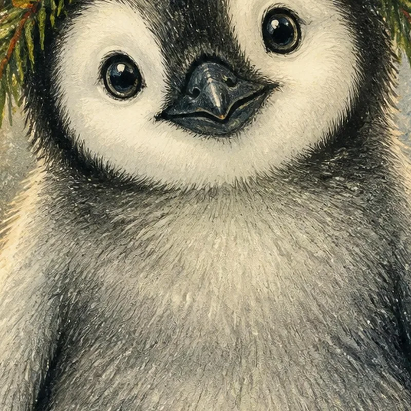 Impression sur toile pingouin avec couronne de fête