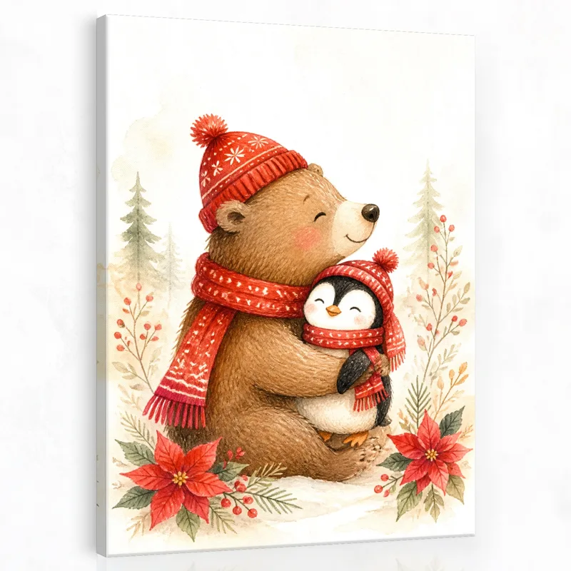 Kunstdruck bär und pinguin winterumarmung