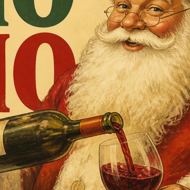 Modern canvas santa claus with wine