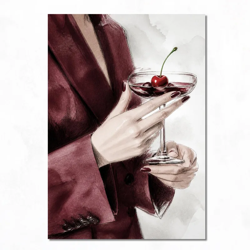 Cocktailkirsche Eleganz drucken auf leinwand