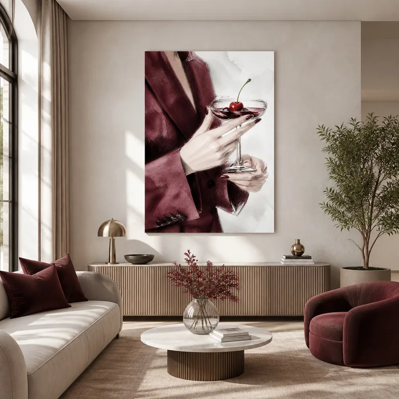 Cocktailkirsche Eleganz drucken auf leinwand