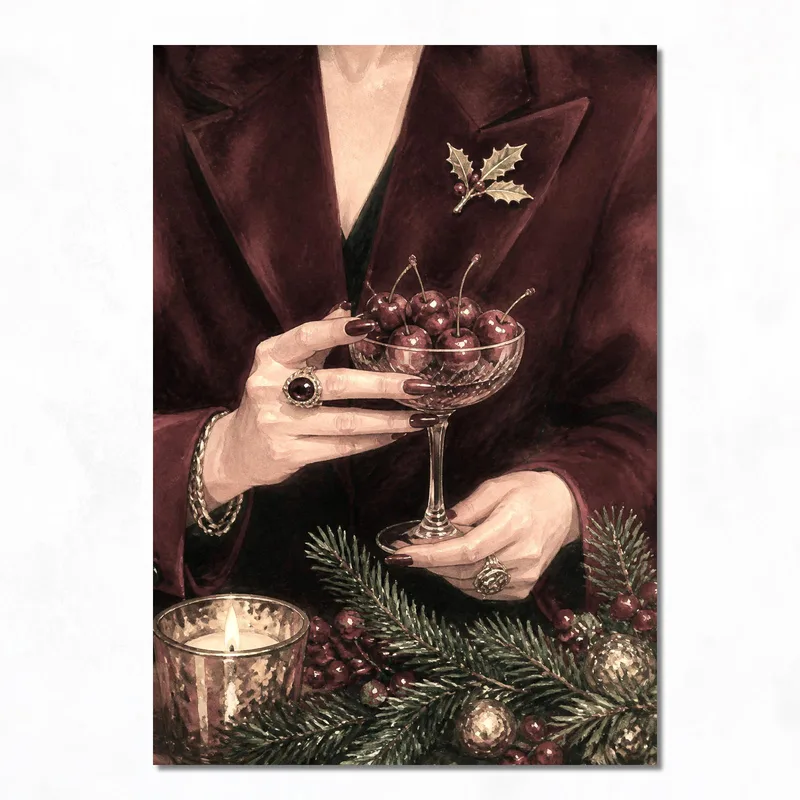 Vintage Cherry Cocktail modern canvas