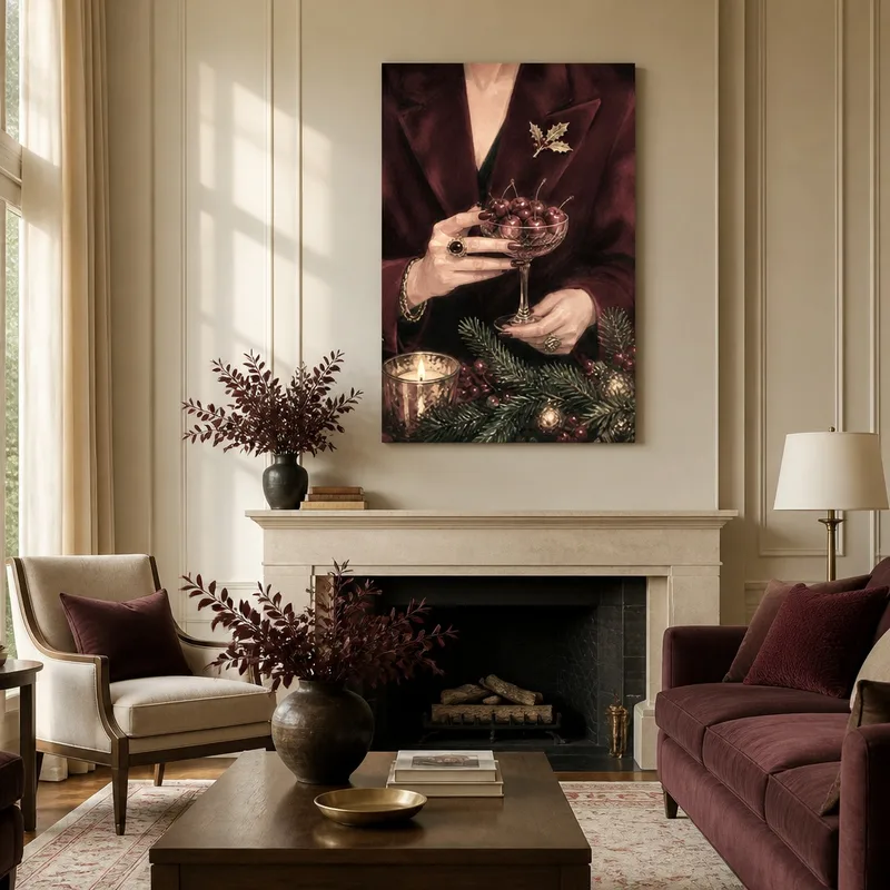 Vintage Cherry Cocktail modern canvas