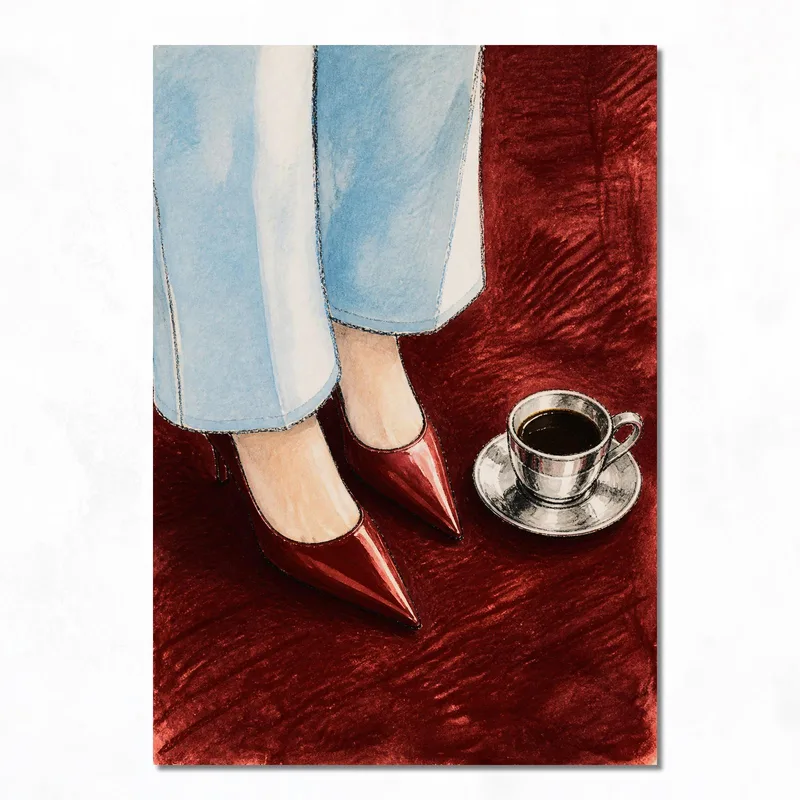 Tacchi Rossi con Caffè stampa su tela