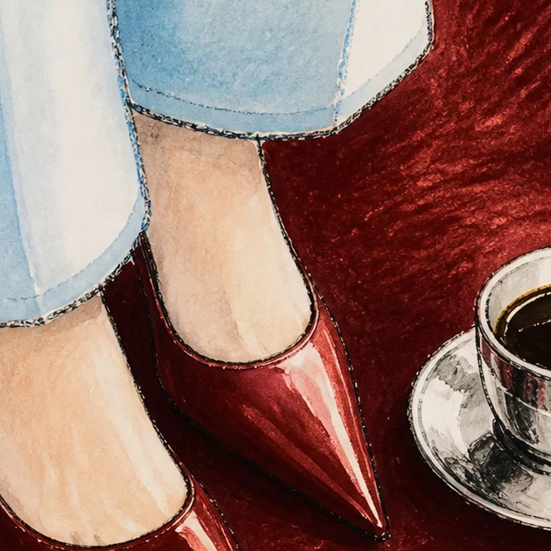 Tacchi Rossi con Caffè stampa su tela