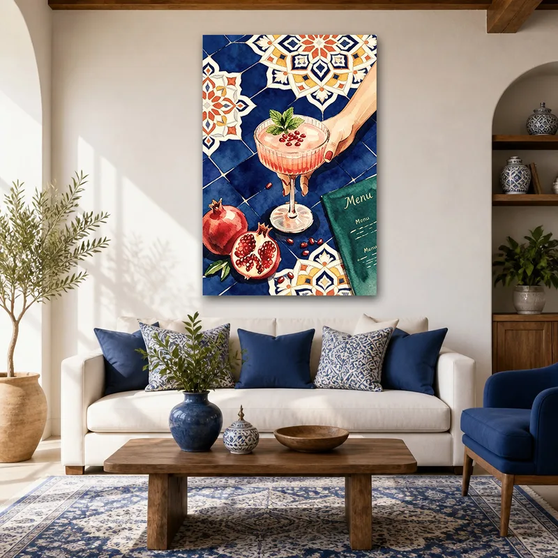 Modern canvas pomegranate cocktail