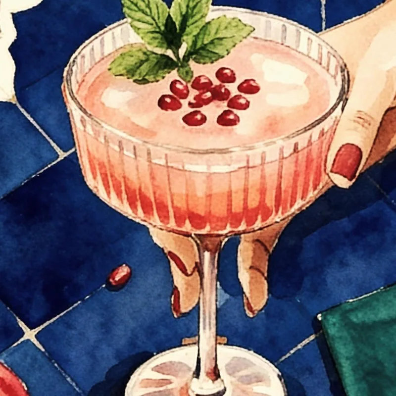 Modern canvas pomegranate cocktail