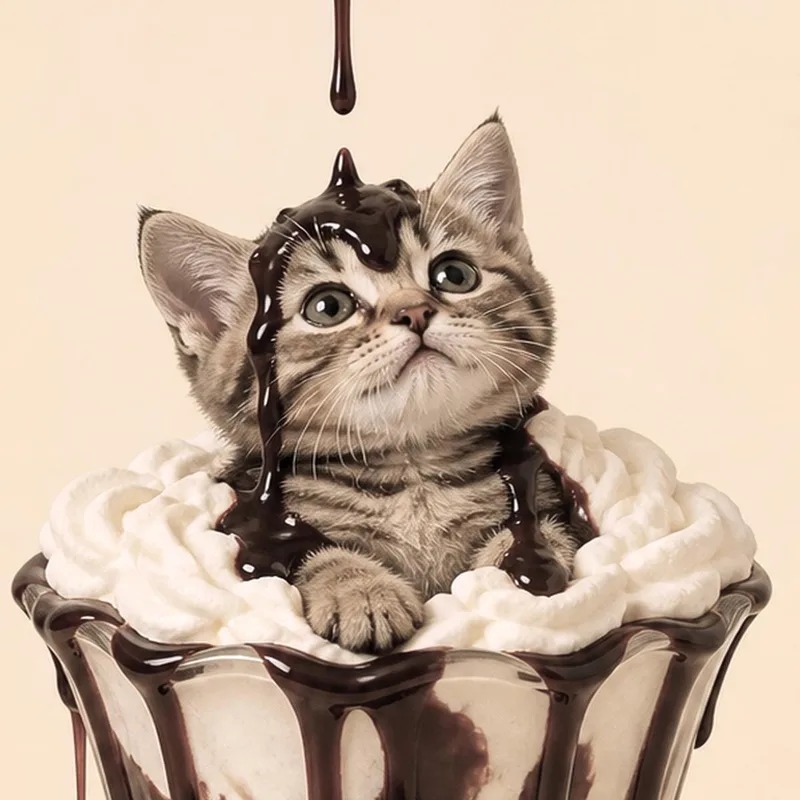 Sundae de gatito lindo cuadro en lienzo