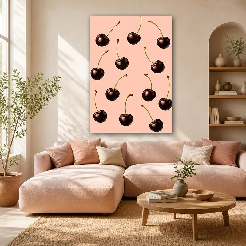 Quadro su tela ciliegie nere