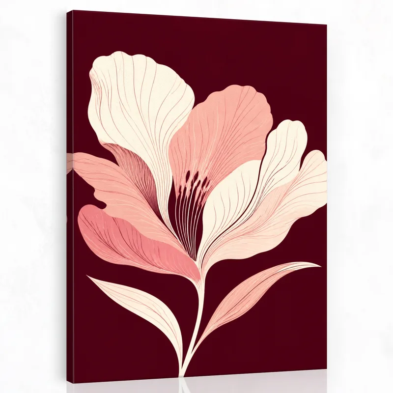 Ilustración de flor rosa cuadro en lienzo