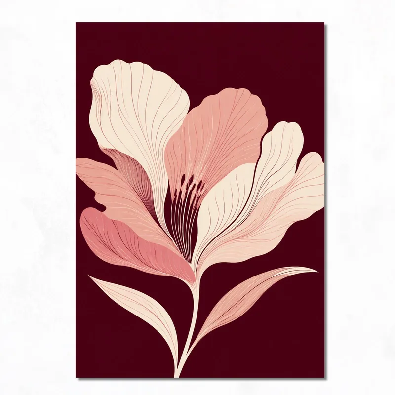 Ilustración de flor rosa cuadro en lienzo