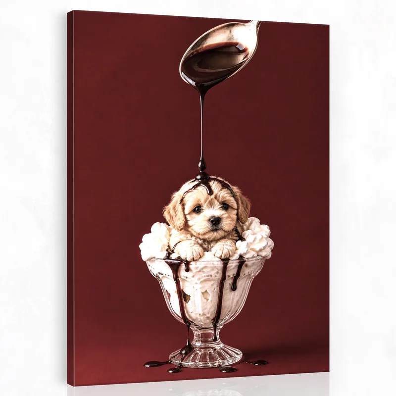 Lienzo artistico delicia de helado para cachorros