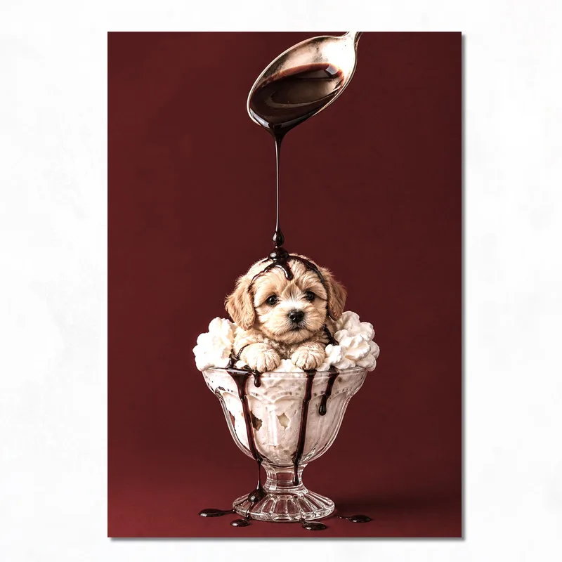 Lienzo artistico delicia de helado para cachorros