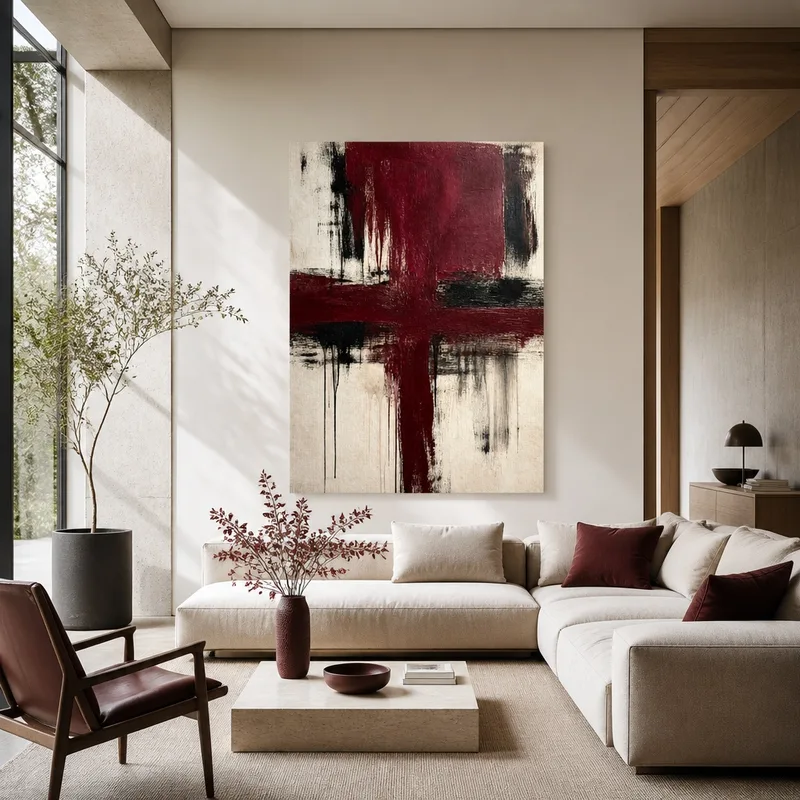 Canvas print abstract red cross