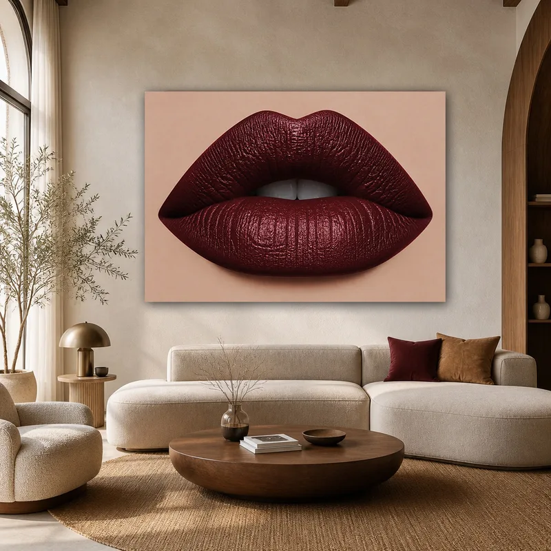 Lienzo artistico labios mate burdeos