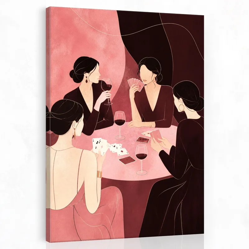 Mujeres jugando a las cartas cuadro moderno