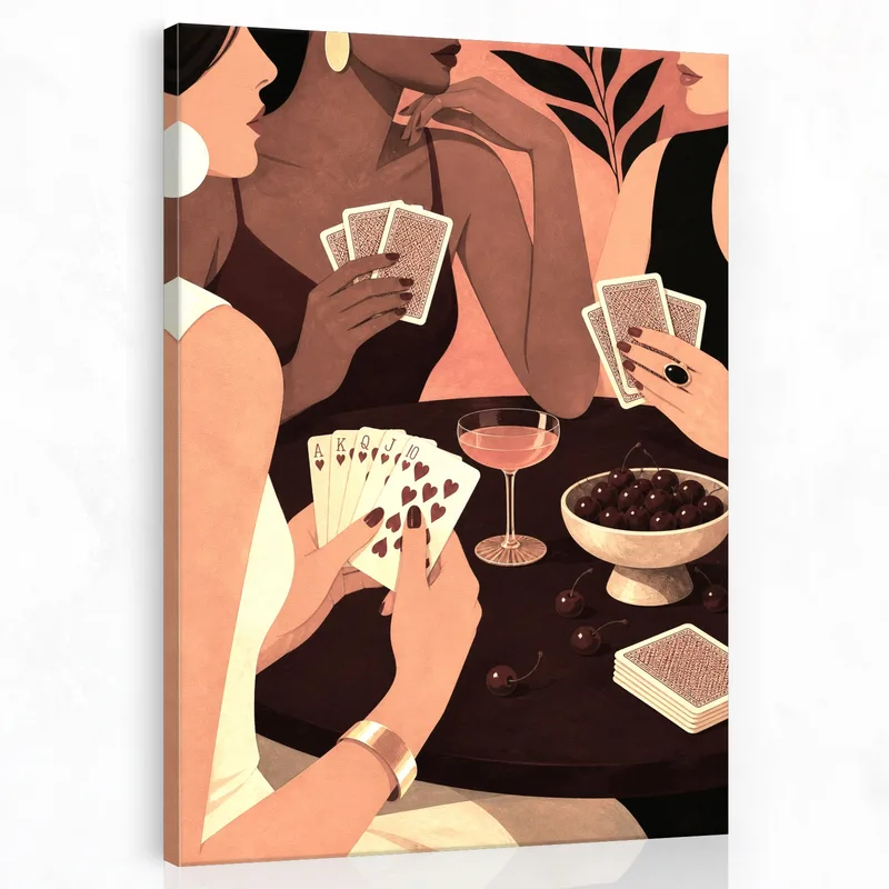 Mujeres jugando a las cartas cuadro en lienzo