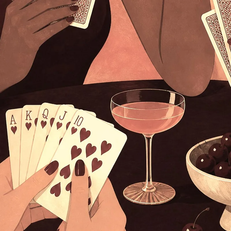 Mujeres jugando a las cartas cuadro en lienzo