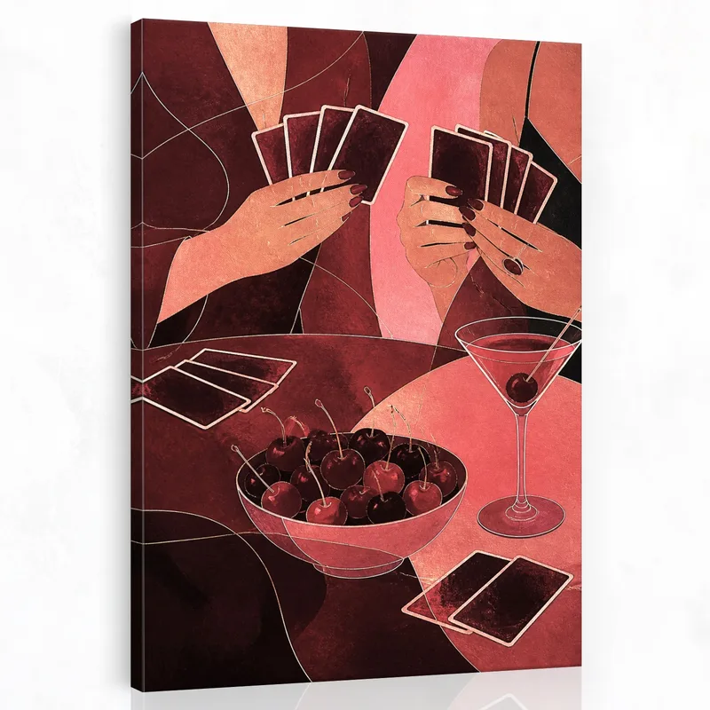 Juego de cartas con cerezas cuadro moderno