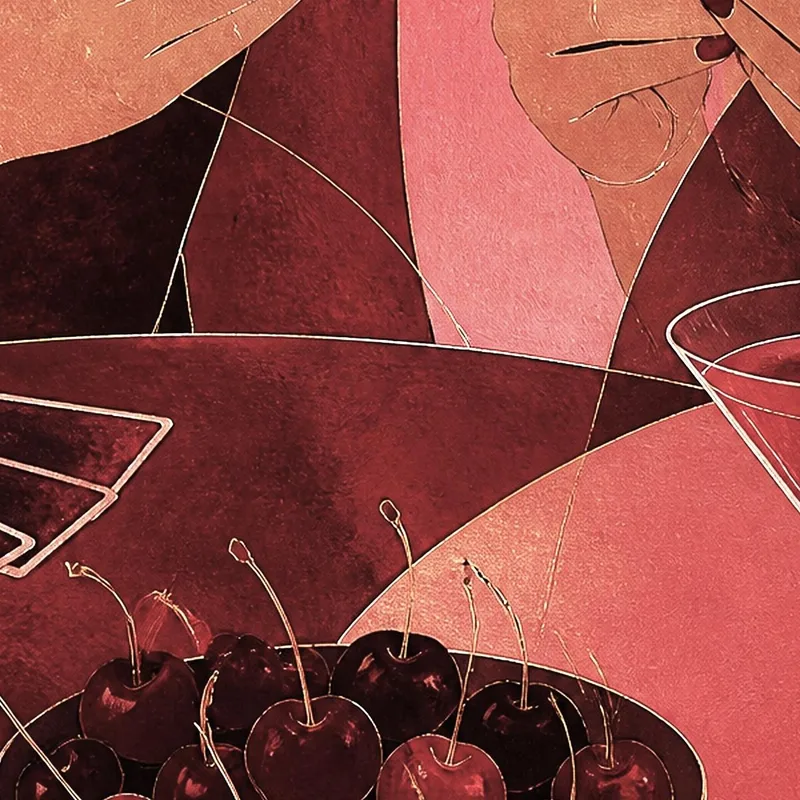 Juego de cartas con cerezas cuadro moderno