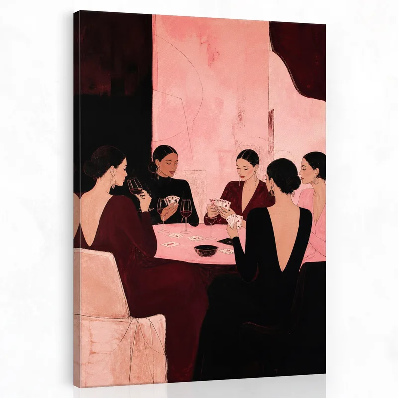 Lienzo artistico mujeres elegantes jugando a las cartas