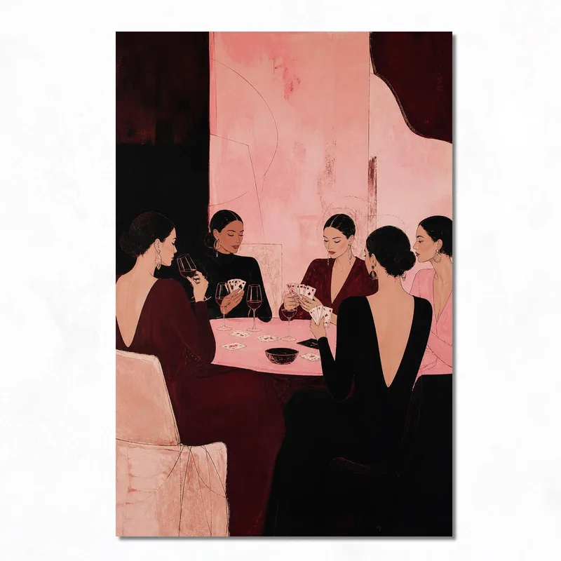 Lienzo artistico mujeres elegantes jugando a las cartas