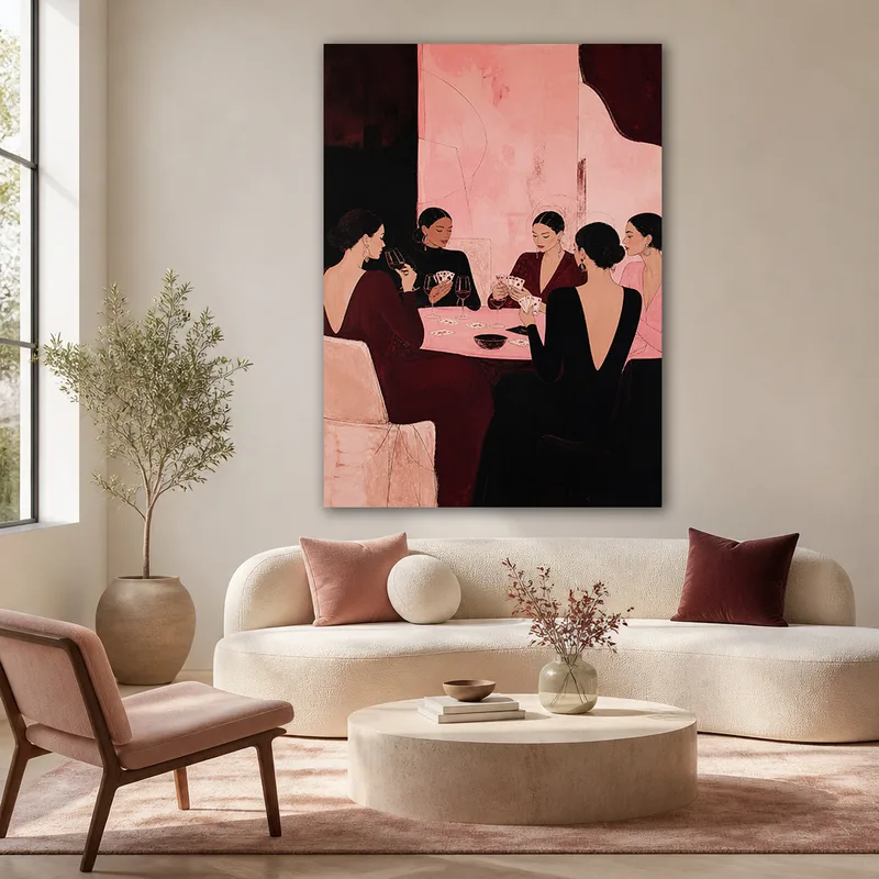 Lienzo artistico mujeres elegantes jugando a las cartas