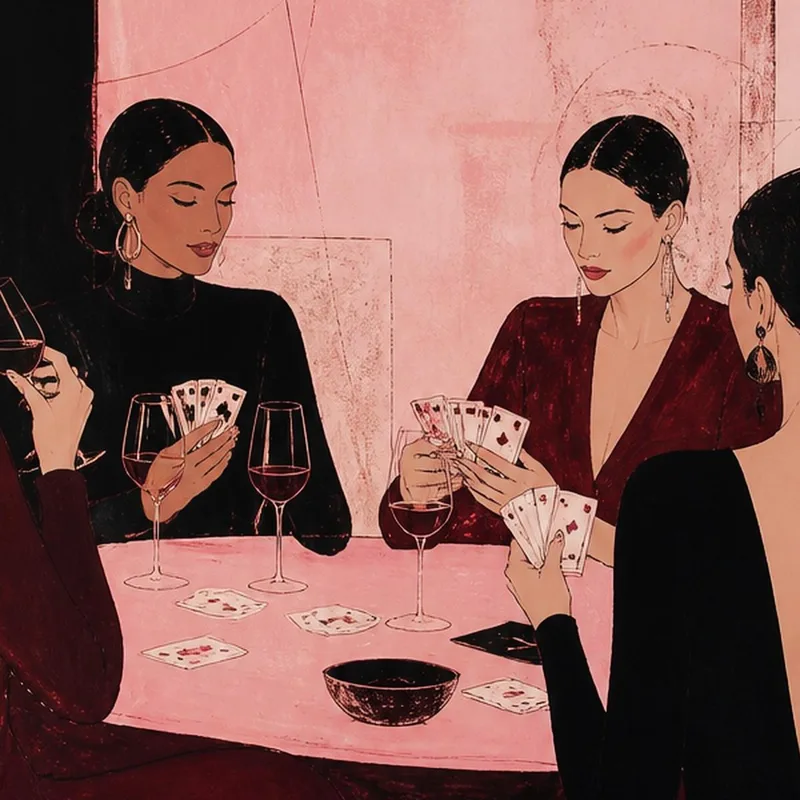 Lienzo artistico mujeres elegantes jugando a las cartas