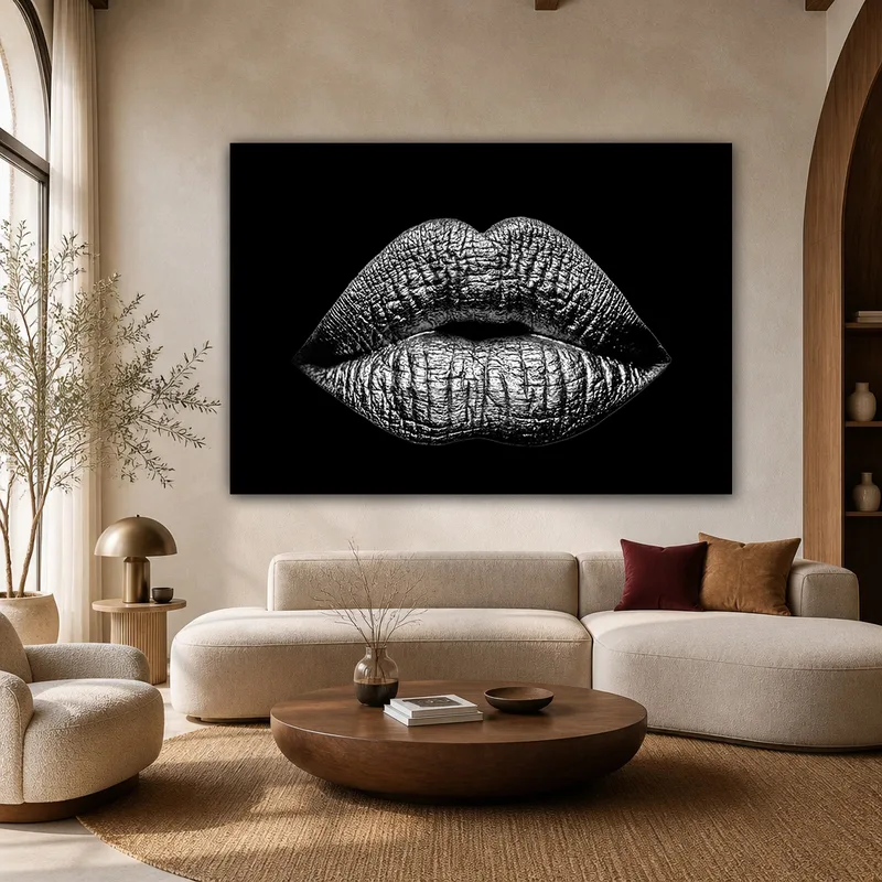 Schwarze Lippen Kunst drucken auf leinwand