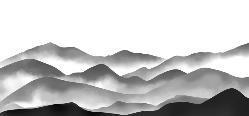 Quadro Paesaggio Astratto Paesaggio Montuoso Grigio E Nero Con Nebbia Minimalista
