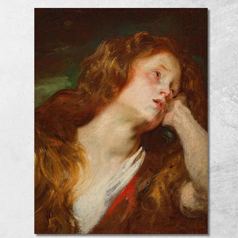 Giovane Donna Con Il Capo Appoggiato, Probabilmente La Maddalena Penitente Anthony van Dyck quadro stampa su tela