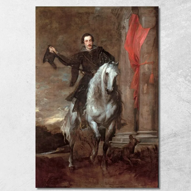 Anton Giulio Brignole-Sale On Horseback Anthony van Dyck quadro stampa su tela