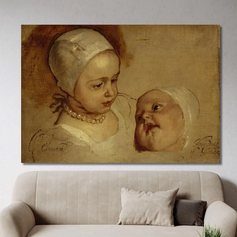La Principessa Elisabetta E La Principessa Anna. Figlie Di Carlo I Anthony van Dyck quadro stampa su tela