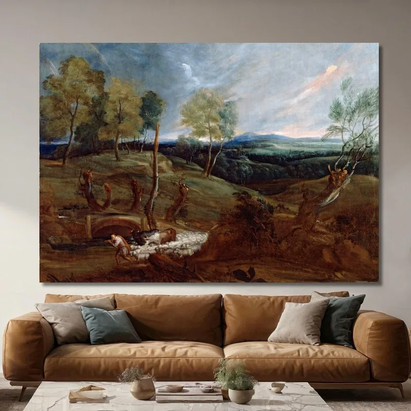 Paysage Au Coucher Du Soleil Avec Un Berger Et Son Troupeau Anthony van Dyck
