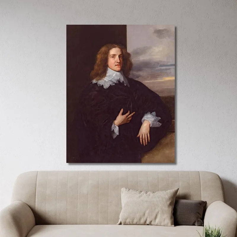 Giovane Gentiluomo Anthony van Dyck quadro stampa su tela