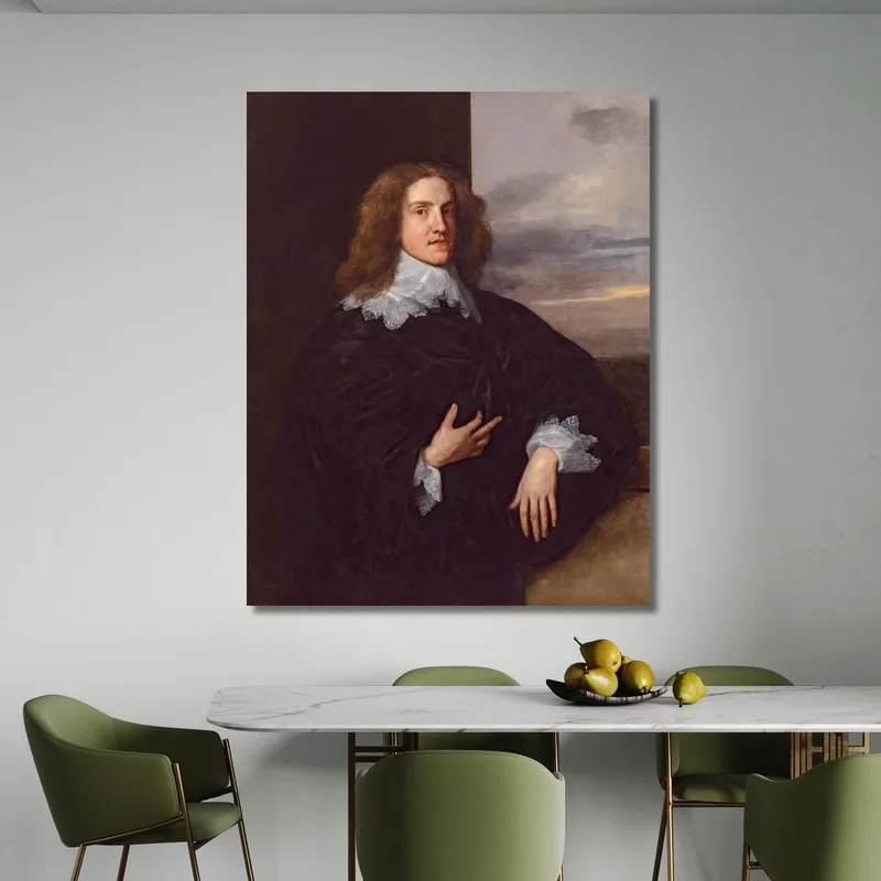 Giovane Gentiluomo Anthony van Dyck quadro stampa su tela