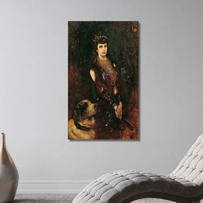 L'Impératrice Élisabeth Avec Un Chien Saint-Bernard Anton Romako