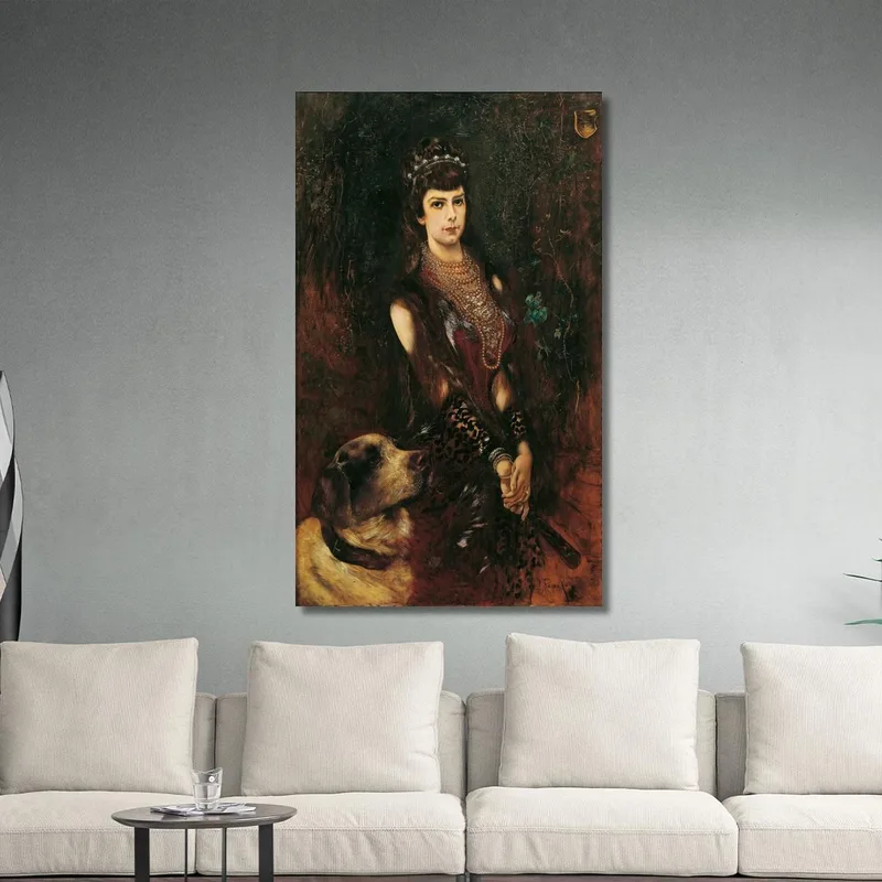 L'Impératrice Élisabeth Avec Un Chien Saint-Bernard Anton Romako